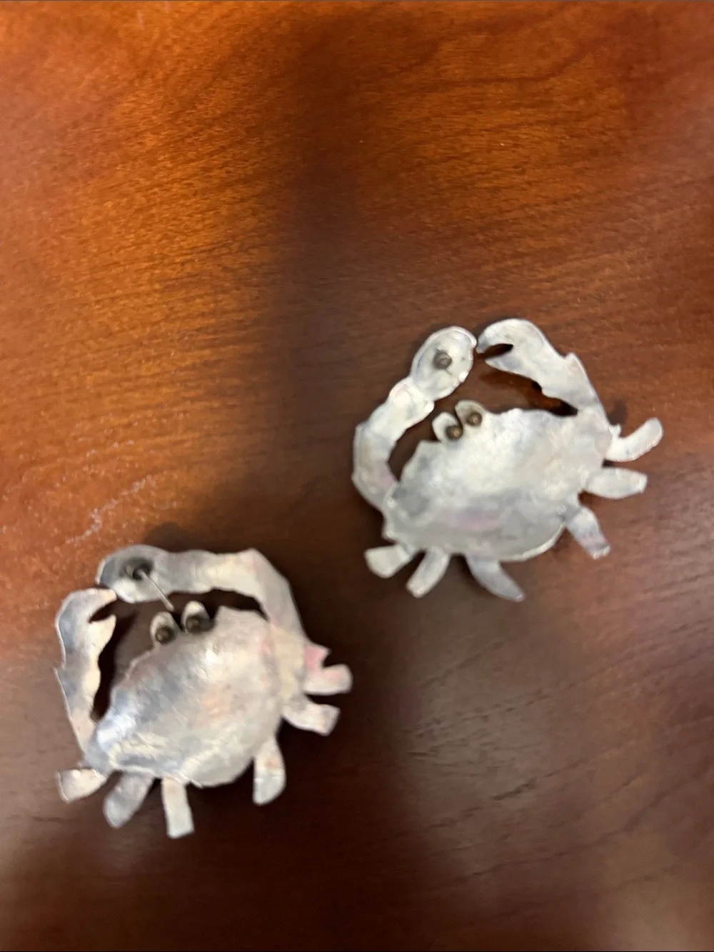 Ultra Lite Hammered Silver Crab pierced Earrings